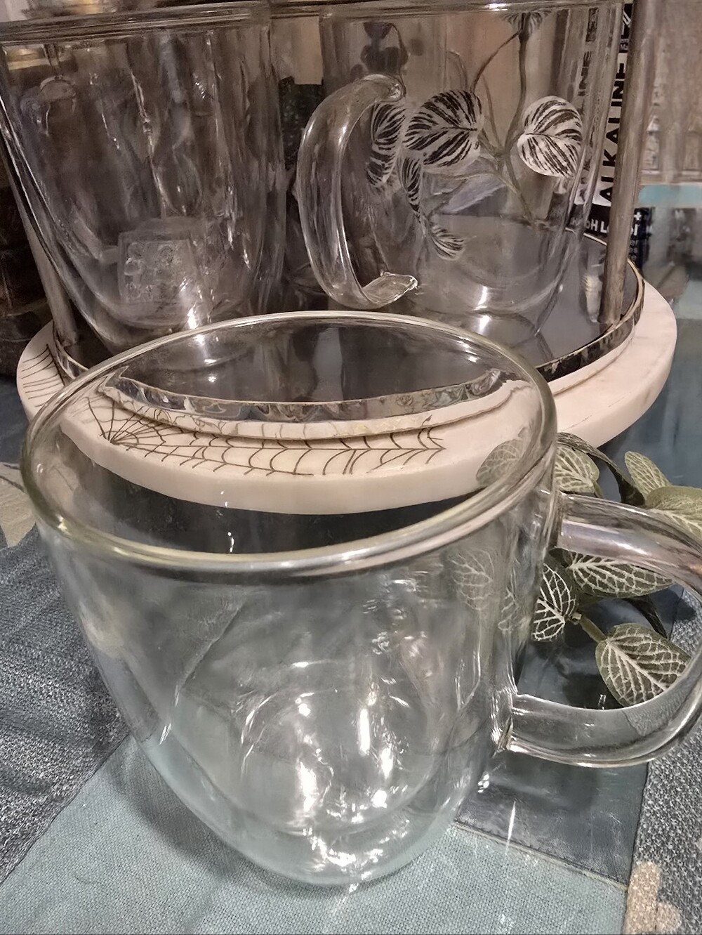 2 Pc Clear Glass Coffee Mug Double Wall